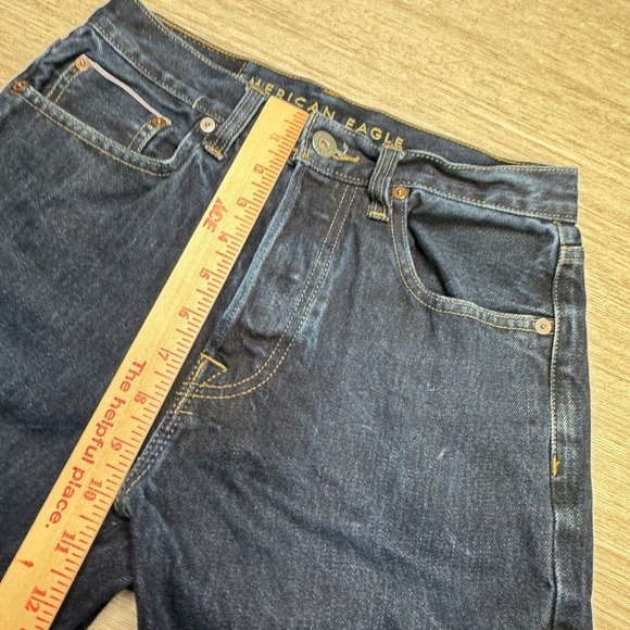 American Eagle Relaxed Taper Selvedge Jeans Womens 28x28 Dark Wash Mid Rise - Picture 9 of 13